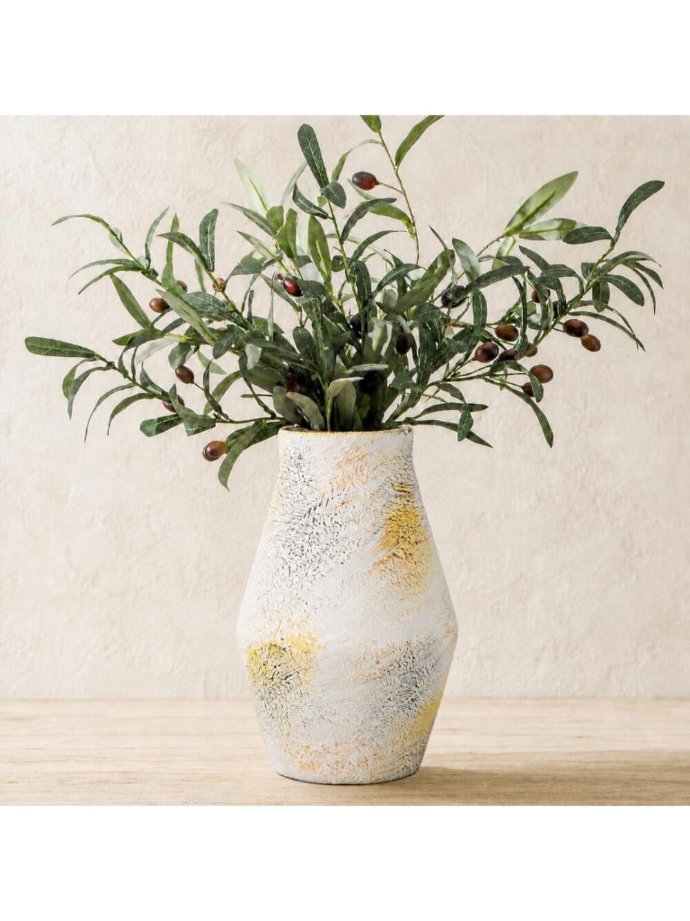 10 Inch White Rustic Ceramic Farmhouse Flower Vase For End Table Home Decor